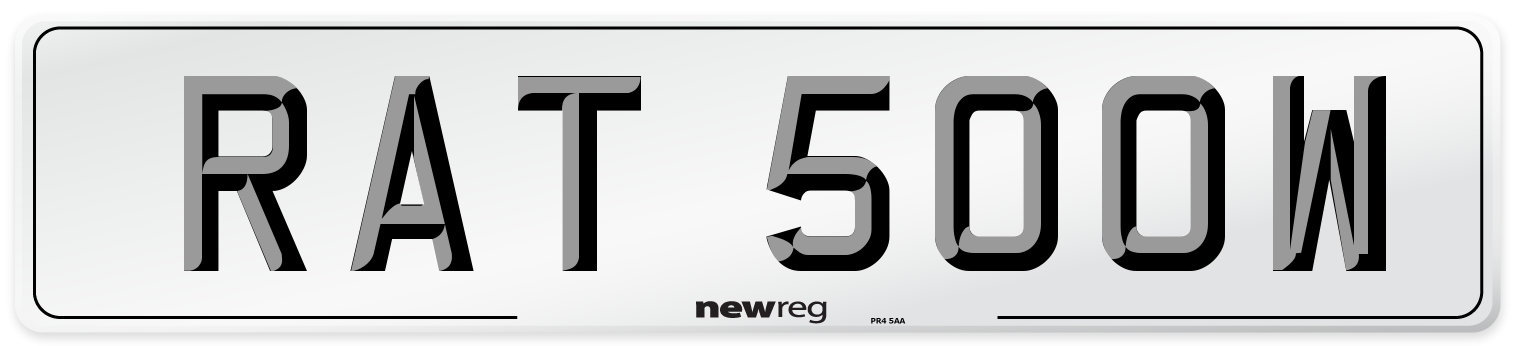 RAT 500W Number Plate from New Reg